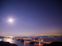 亀老山展望台　夜景 月